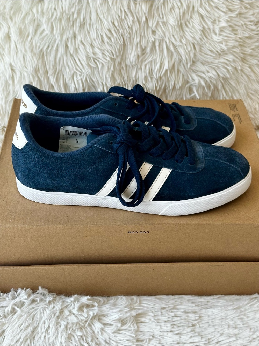 ADIDAS Courtset Navy Blue Suede White Low Top Sneakers Women’s Size 8.5 AW4212